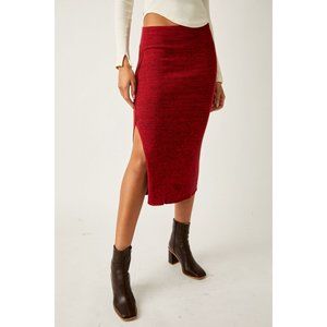 FREE PEOPLE Golden Hour Midi Skirt / Mulberries Combo